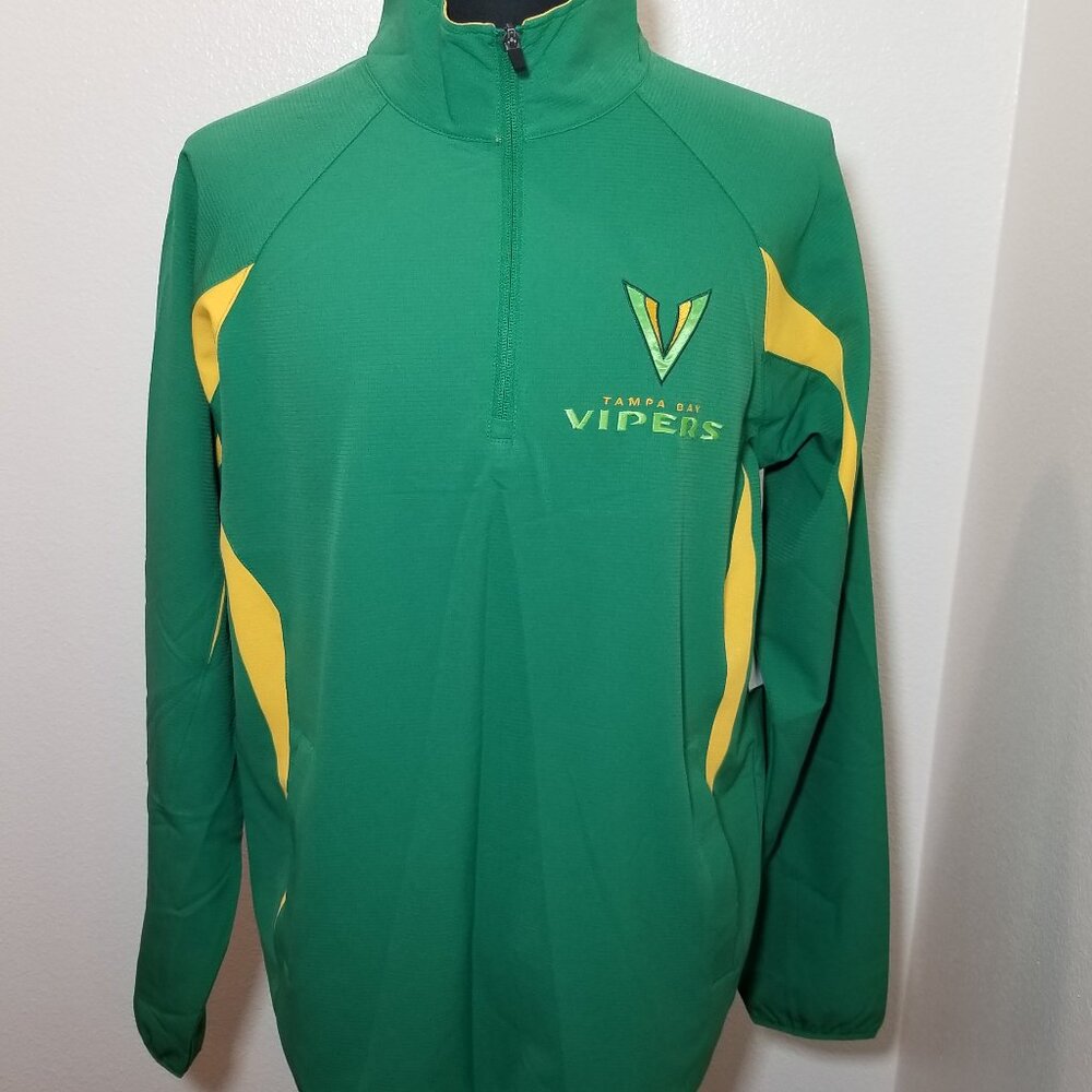 XFL Men Medium 2020 Tampa Bay Vipers Green Half‎ Zip Football Obsolete NWT